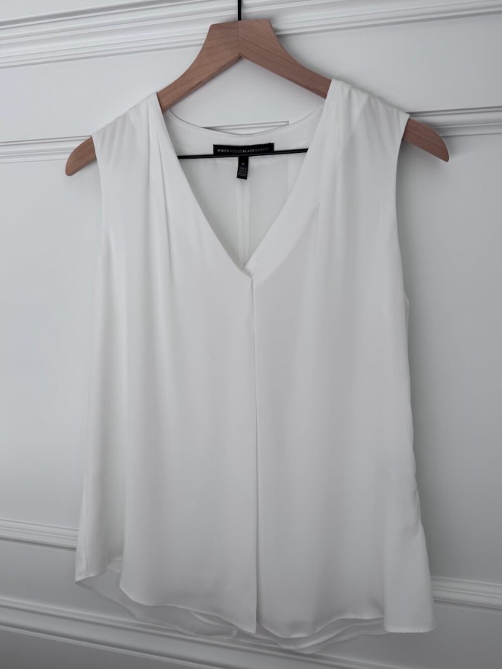 White House Black Market/WHBM White/Ecru Chiffon High-Low Layered Tank Top Sz 0